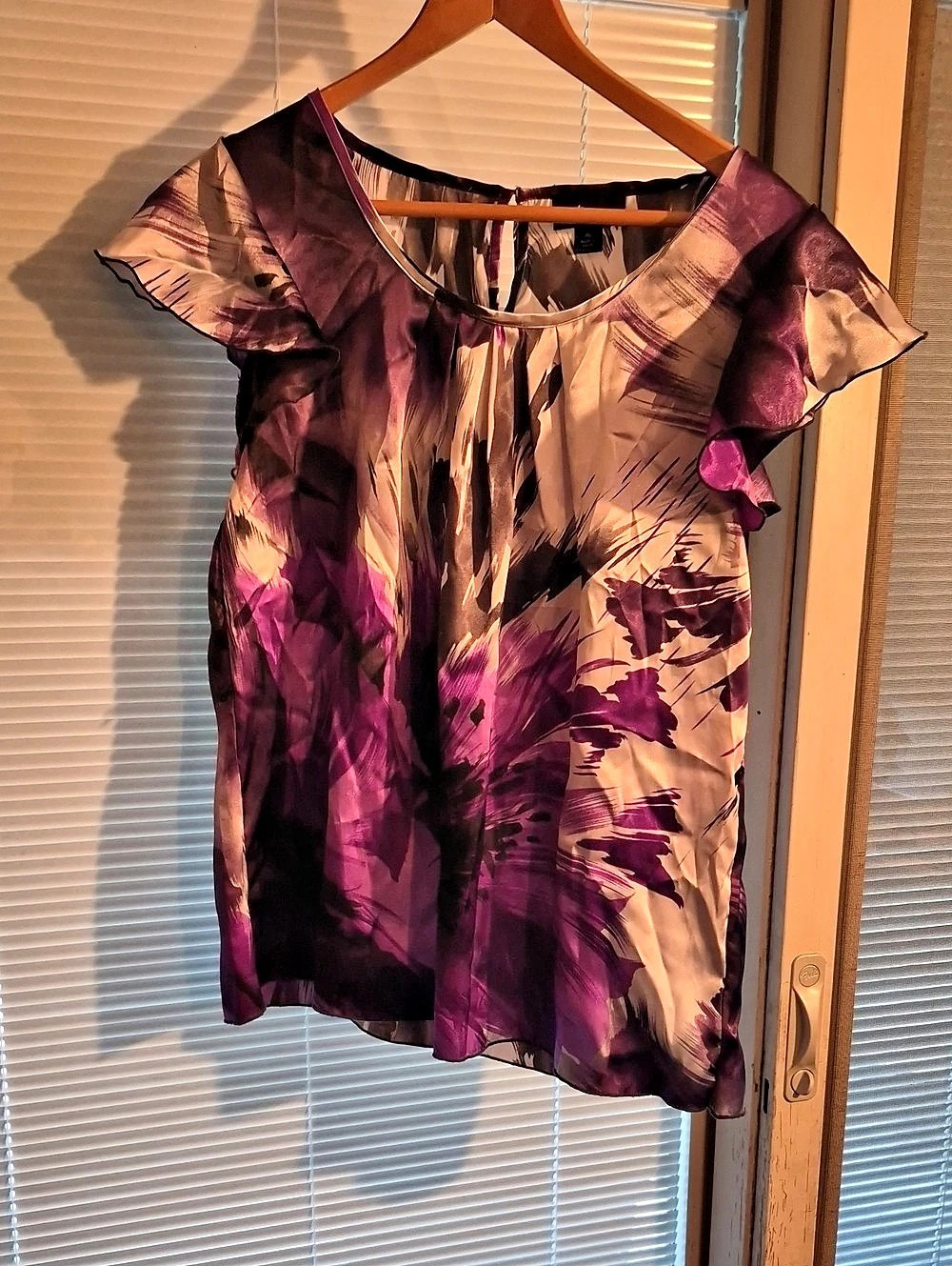 Vintage B Wear Abstract Print Blouse in Purple & Gray Size XL